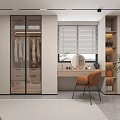 Cloakroom design dressing table integrated cabinet LED luminous mirror main lamp 3d model