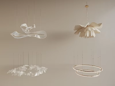 Modern Decorative Pendant Lights With Flower Shaped And Circular Acrylic Designs 3d model