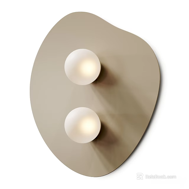 Stylish Modern Wall Light with Two White Bulbs and Beige Curved Panel 3d model 