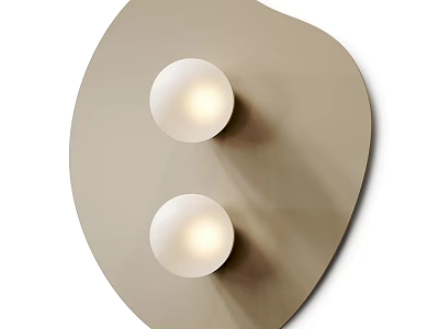 Stylish Modern Wall Light with Two White Bulbs and Beige Curved Panel 3d model