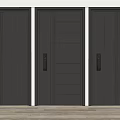 Three Modern Dark Security Doors With Different Panel Designs And Solid Construction 3d model