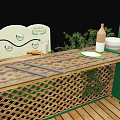 Commercial Display Equipment for Exhibition Booth with Product Displays Green Plant Elements and Wooden Flooring