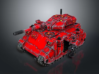 Red Armored Tank 3D Render With Cannon Tracks And Detailed Surface 3d model