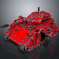 Red Armored Tank 3D Render With Cannon Tracks And Detailed Surface