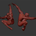 SpiderMan Characters In Dynamic Jumping Pose With Red And Blue Suits Shooting Webs 3d model