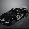 Black Bugatti Police Car With Police Lights And Rear Spoiler