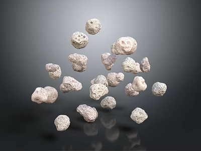 Floating Natural Stone Materials with Various Sizes Shapes Rough Surface Dark Background 3d model