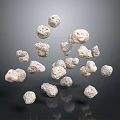 Floating Natural Stone Materials with Various Sizes Shapes Rough Surface Dark Background