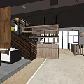 The Coffee Shop Interior With Bar Counter Yellow Bar Stools And Hanging Lights