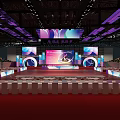 Gorgeous Themed Stage Design With Red Carpet For WDSF Asian Dancesport Festival In Spacious Stadium