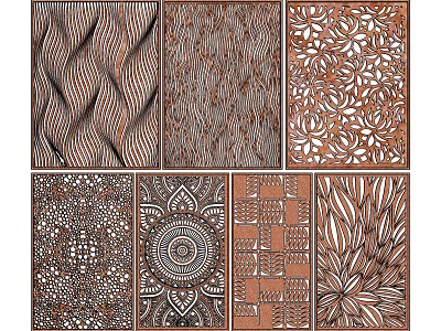 Various Decorative Partition Screens With Intricate Wooden Patterns For Interior Design 3d model