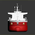 Large Cargo Ship With Red Hull And Green Decks 3d model