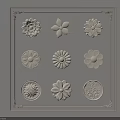 Decorative Floral Embossed Patterns Framed Wall Art With Various Flower Designs 3d model