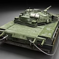 Realistic Military Tank 3D Model Featuring Green Camouflage Tracks And Cannon