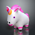 Cute Unicorn Game Movie Character With White Body Pink Mane Purple Eyes And Colorful Horn
