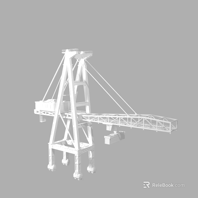 Industrial Heavy Duty Crane Equipment with Tall Frame and Lifting Arm 3d model 