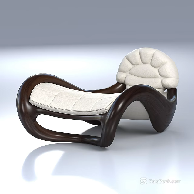 Modern Single Sofa With Wooden Frame And White Curved Cushion Modern Design 3d model 