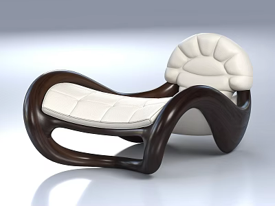 Modern Single Sofa With Wooden Frame And White Curved Cushion Modern Design 3d model