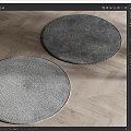 Two Round Rugs With Braided Texture On Herringbone Wood Floor 3d model