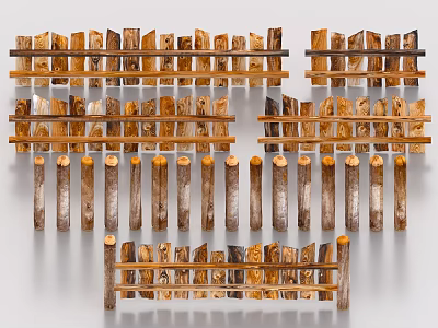 Wooden Fences And Log Posts In Various Designs 3d model