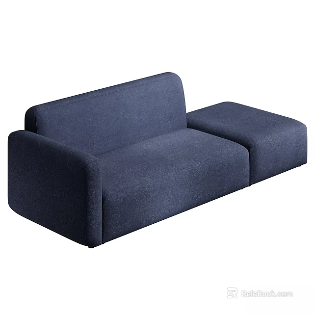 Navy Blue Double Sofa With Modern Minimalist Design And Sleek Backrest Structure 3d model