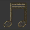 Golden Music Note Sculpture Decor With Sparkling Metal Frame Design