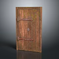 Rustic Wooden Hinged Door With Metal Hinges And Natural Wood Grain Texture
