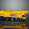 Yellow Mobile Utility Crane Vehicle With Extended Boom And Truck Chassis