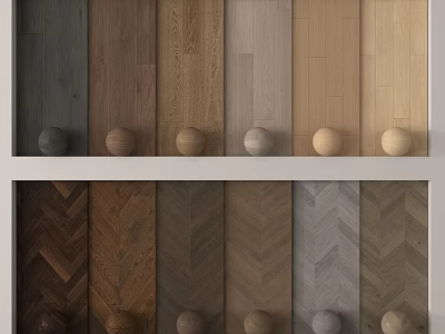 Various Wood Flooring Samples Featuring Different Colors And Herringbone Patterns Design Options 3d model