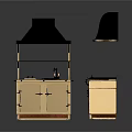 Vintage Kitchen Appliances Featuring Copper Range Hoods Stove Units And Light Cabinets
