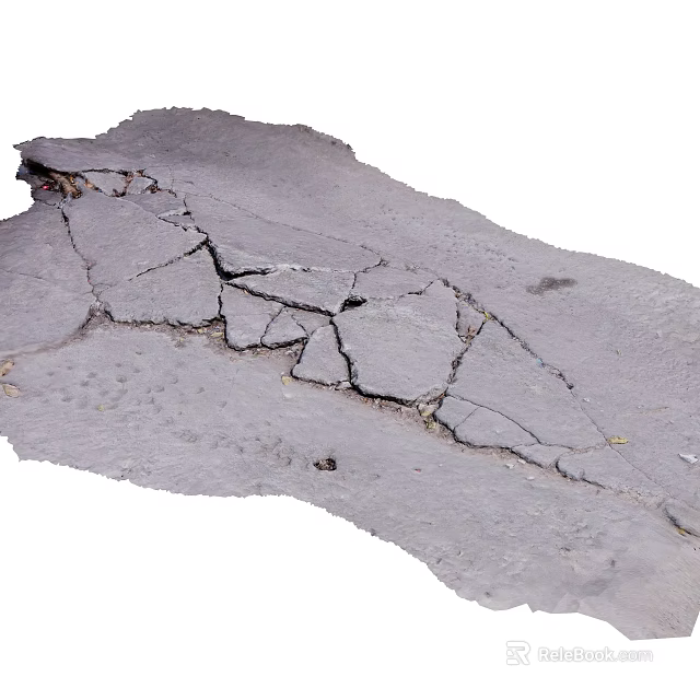 Damaged Concrete Ground Surface With Visible Cracks And Structural Damage 3d model