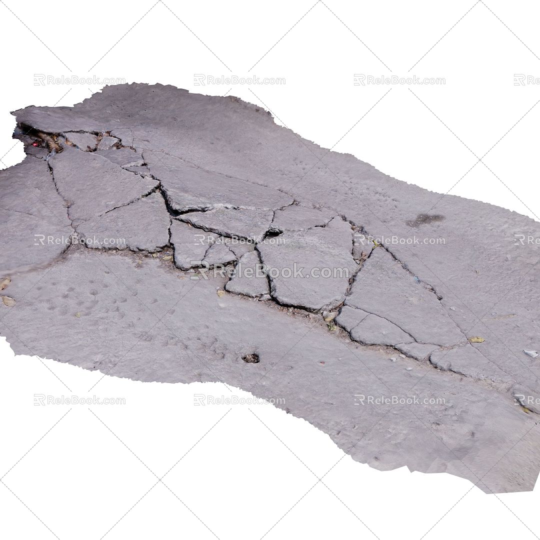 Modern pavement broken concrete cement road 3d model