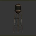 Tall Industrial Water Tower With Metal Frame Conical Roof And Support Structure