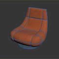 Stylish Modern Orange Chair With Curved Design And Transparent Swivel Base