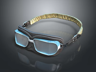 Classic Vintage Leather Goggles With Clear Lenses And Adjustable Headband Design 3d model