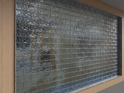 Glass Block Partition For Modern Interior Space With Transparent Decorative Design 3d model