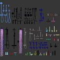 Different Types Of Shower Parts With Heads Pipes Valves And Mounting Hardware