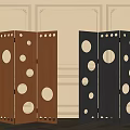 Modern Decorative Room Dividers With Circular Cutouts in Brown Gray Black Tones