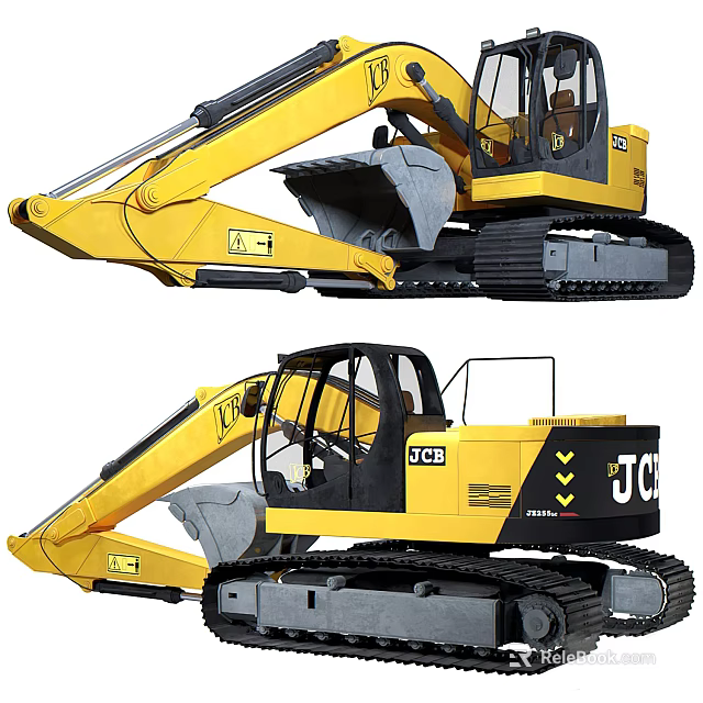 JCB Yellow Excavators With Crawler Tracks And Functional Design For Utility Use 3d model 