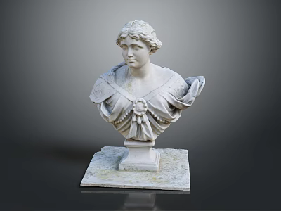 Medical Educational Human Anatomy Bust Model Made Of Marble Stone 3d model