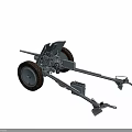 Military Towed Artillery Weapon With Metal Structure Large Wheels And Long Barrel