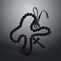 Black Rosary Beads With Cross Pendant And Decorative String For Daily Use