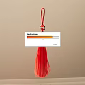Red Decorative Pendant with Red Cord Red Ball Gold Accent and Tassel