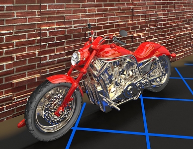 Modern motorcycle red off-road motorcycle 3d model