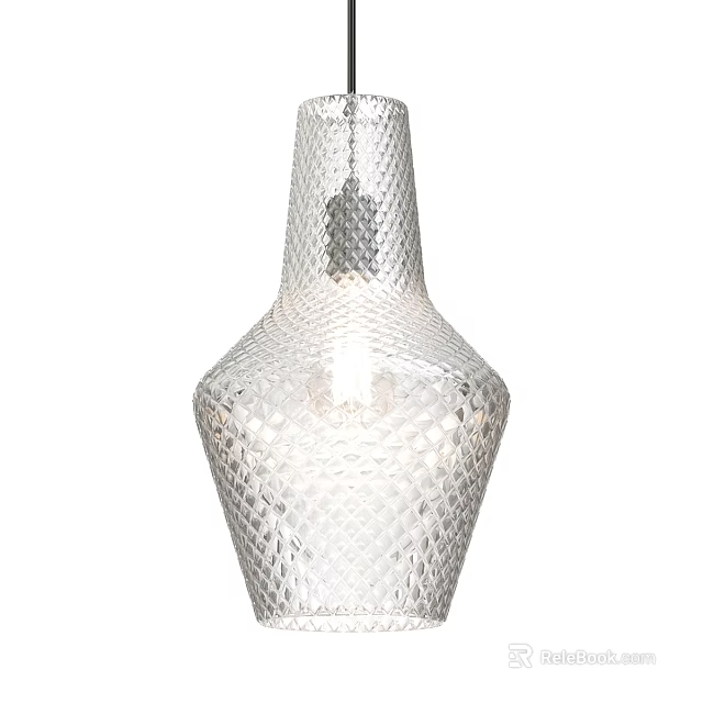 Vase Shaped Transparent Glass Ceiling Light With Diamond Pattern For Home Decor 3d model 