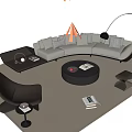 Modern Sofa Coffee Table Combination Multi-person Sofa Curved Sofa Art Sofa Round Coffee Table Single Sofa Chair Floor Lamp Carpet Side Table Jewelry Ornaments 3d model
