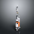 Multi Layer Stacked Mechanical Device With White Orange Cylindrical Parts And Base 3d model