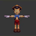 Cartoon Man In Yellow Hat Blue Bow Tie Red Shorts Brown Shoes And Arms Outstretched