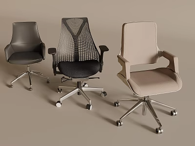 Modern Design Office Chairs with Mesh Back Armrests Metal Base and Wheels 3d model