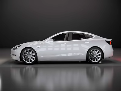 White Modern Electric Sedan With Sleek Exterior And Silver Alloy Wheels 3d model